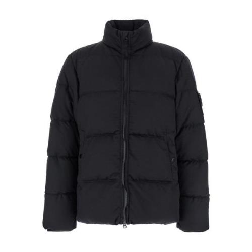 Zwarte Wol Twill Jassen Stone Island , Black , Heren