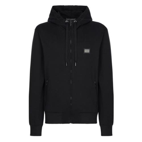 Zip Hoodie Sweaters Essential Dolce & Gabbana , Black , Heren