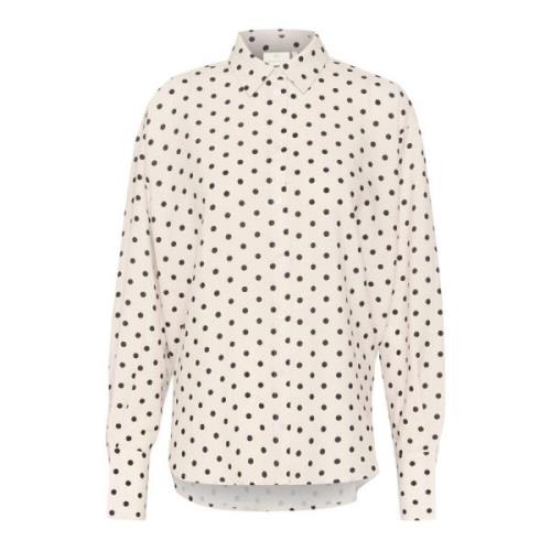 Polka Dot Feminine Shirt Blouse Kaffe , White , Dames