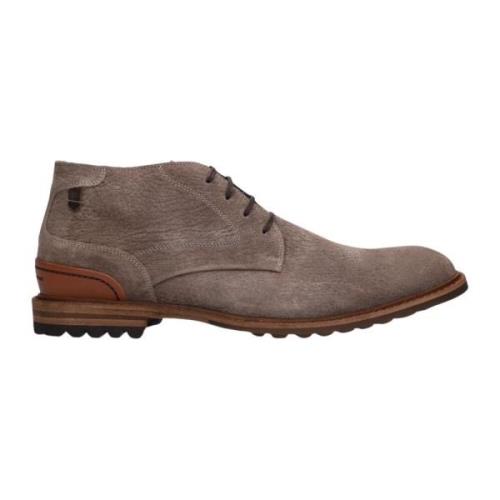 Taupe Suède Veterschoenen Floris van Bommel , Brown , Heren