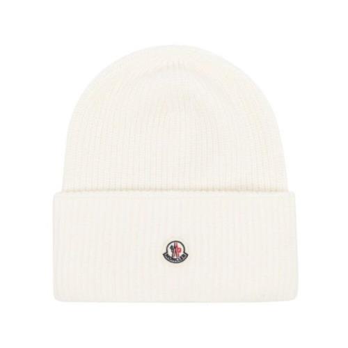 Gebreide Beanie Muts Roomwit Moncler , White , Dames