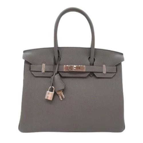 Pre-owned Leather handbags Hermès Vintage , Gray , Dames