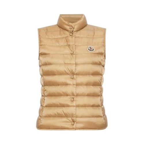 Beige Dons Gilet met Logo Patch Moncler , Beige , Dames