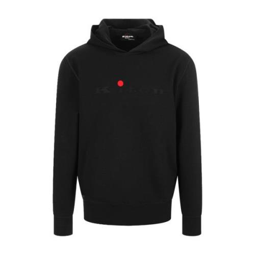 Zwarte Katoenen Hoodie met Logo Kiton , Black , Heren