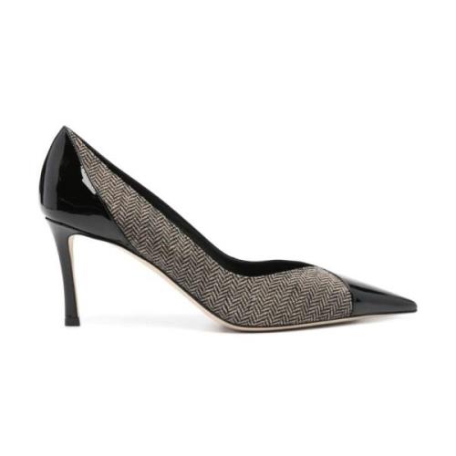 Zwart Beige Textiel Vernice Salon Jimmy Choo , Black , Dames