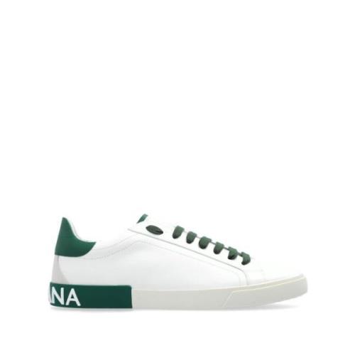 Witte Vetersneaker met Groene Hiel Dolce & Gabbana , White , Heren