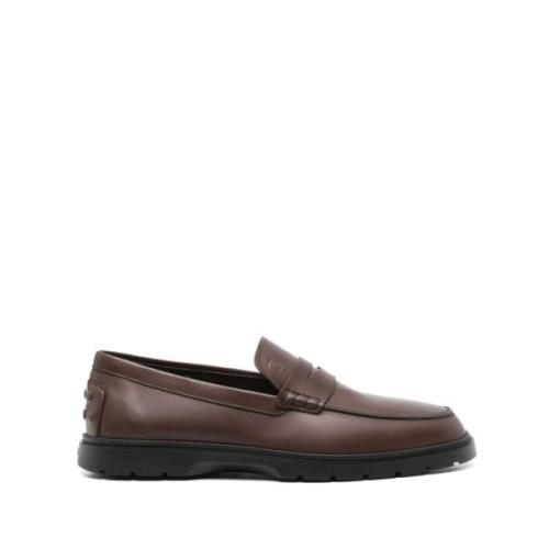 Bruin Kalfsleer Rubberen Zool Enkellaars Tod's , Brown , Heren