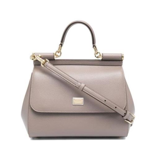 Grijze Sicily Tas met Luipaard Interieur Dolce & Gabbana , Gray , Dame...