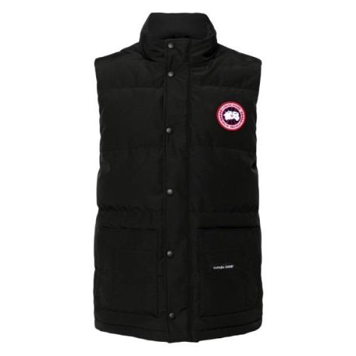 Zwarte Winterjas met Suède Kraag Canada Goose , Black , Heren