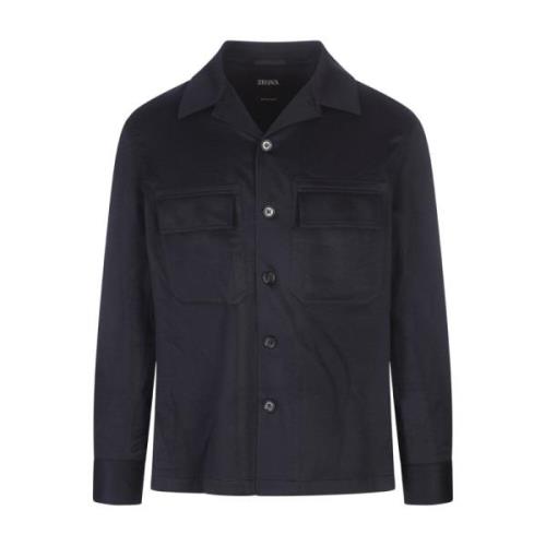 Blauwe Alba Cashmere Overshirt Ermenegildo Zegna , Blue , Heren