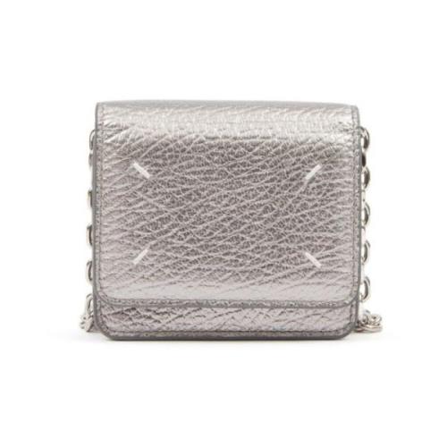 Metallic Effect Portemonnees met Kettingriem Maison Margiela , Gray , ...