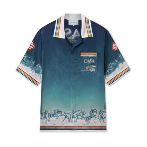 Blauwe Zijden Olympische Shirt Casablanca , Blue , Heren