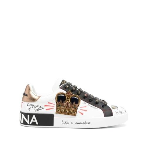 Witte Kalf Sneaker Dolce & Gabbana , Multicolor , Dames