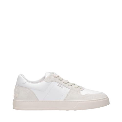 Leren Sneakers met Logo Ingelegd Tod's , White , Heren