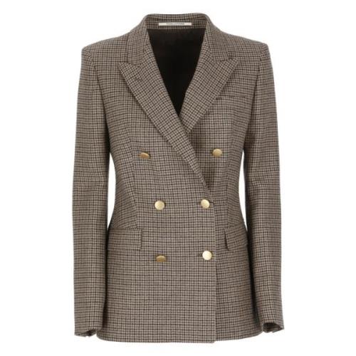 Bruine Wollen Blazer Peak Revers Tagliatore , Brown , Dames