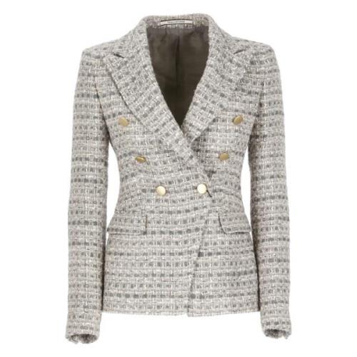 Grijze Wol Blazer Peak Revers Jas Tagliatore , Gray , Dames