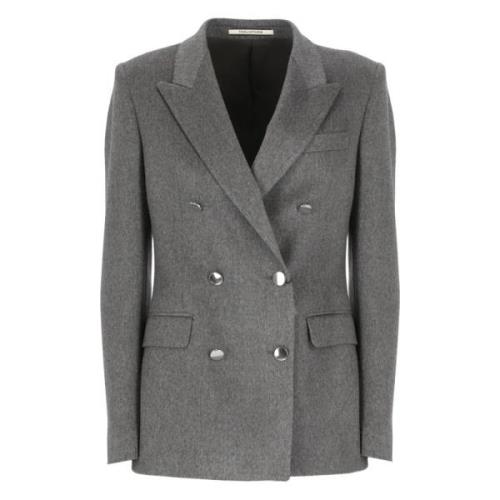 Grijze Cashmere Blazer Peak Revers Jas Tagliatore , Gray , Dames