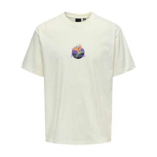 Gedrukt T-shirt Cloud Dancer Freewear Wit Only & Sons , White , Heren