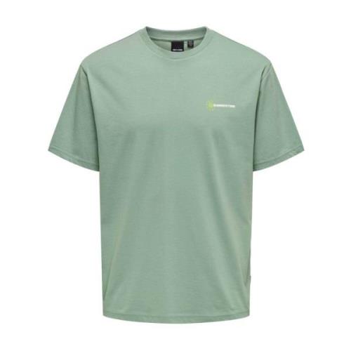 Gedrukt T-shirt in Chinois Green Only & Sons , Green , Heren