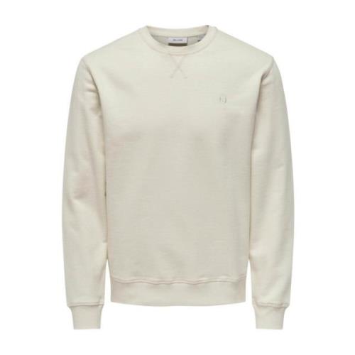 Crew Neck Sweater Antique White Only & Sons , White , Heren