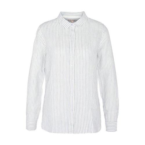 Chambray Stripe Linnen Overhemd Barbour , White , Dames