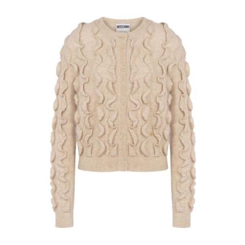 Ruffled Wool Blend Sweater Moschino , Beige , Dames