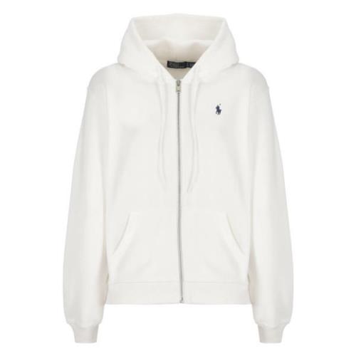 Witte Katoenen Hoodie met Pony Logo Ralph Lauren , White , Dames