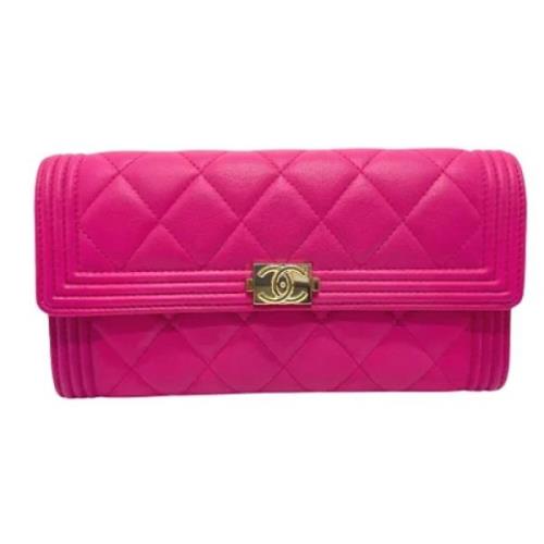 Pre-owned Leather wallets Chanel Vintage , Pink , Dames