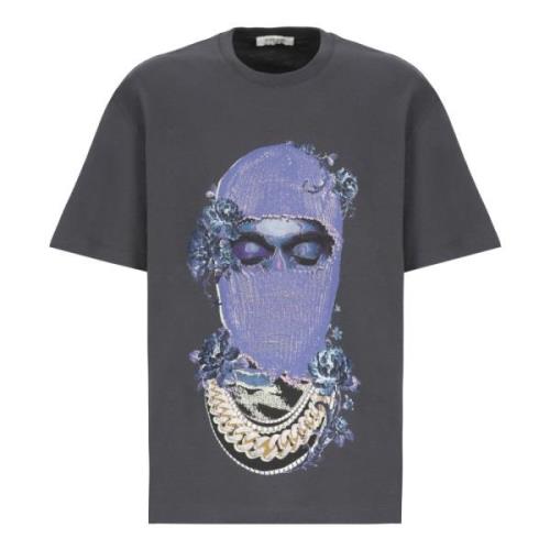 Grijze T-shirt met zwart rozenprint IH NOM UH NIT , Gray , Heren