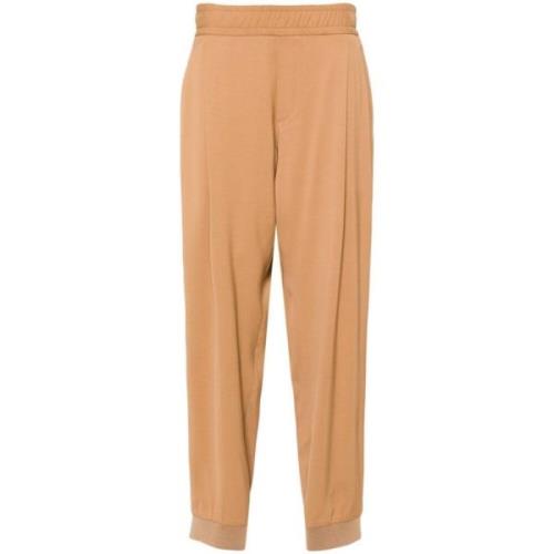 Bruine Logo Broek Elastische Taille Moschino , Brown , Heren