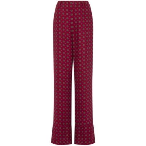 Geometrisch Print Zijden Broek Moschino , Red , Dames