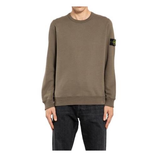 Walnoot Crewneck Sweatshirt met Verwijderbaar Logo Stone Island , Brow...