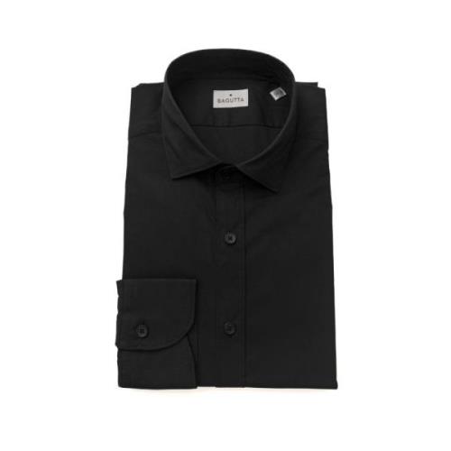 Slim Fit French Collar Shirt Berlin Bagutta , Black , Heren