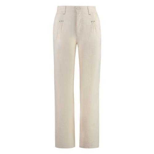 Katoenen Broek met Leren Details See by Chloé , Beige , Dames