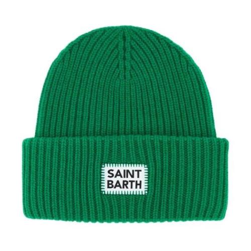 Groene wollen blend beanie muts MC2 Saint Barth , Green , Dames