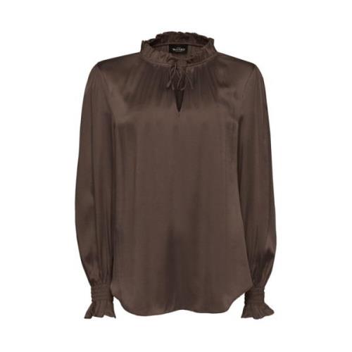 Elegante Zijdeblend Bruine Blouse Sand , Brown , Dames