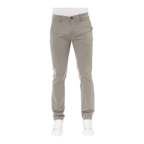 Chino Broek Effen Kleur Knoop Rits Baldinini , Beige , Heren