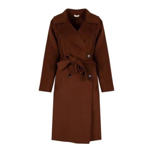 Elegante Ceintuur Wollen Jas Liu Jo , Brown , Dames