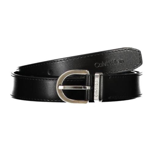 Leren Riem Metalen Logo Zwart Calvin Klein , Black , Heren