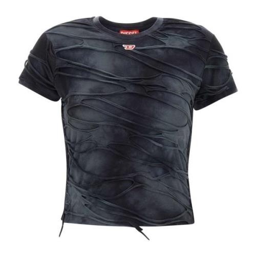 Zwarte T-shirts en Polos Lang Diesel , Black , Dames