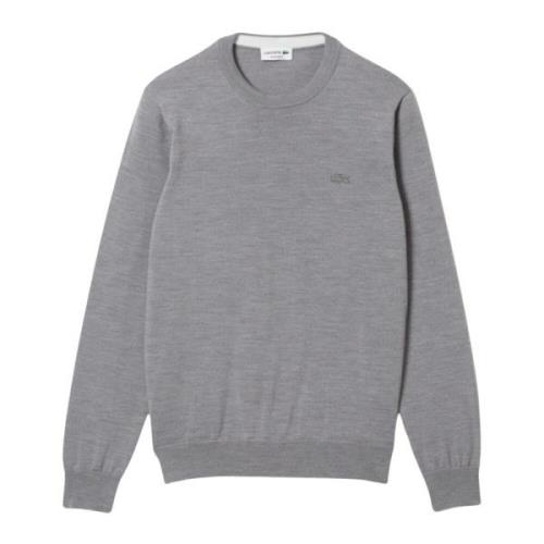 Merino Wol Ronde Hals Trui Lacoste , Gray , Heren