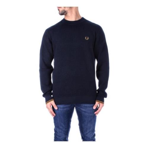 Blauwe Logo Trui Fred Perry , Blue , Heren