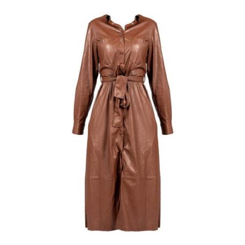 Midi Jurk met Drukknoopsluiting Pinko , Brown , Dames