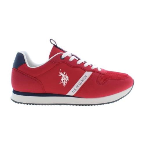 Rode Sportieve Veterschoenen met Contrastdetails U.s. Polo Assn. , Red...