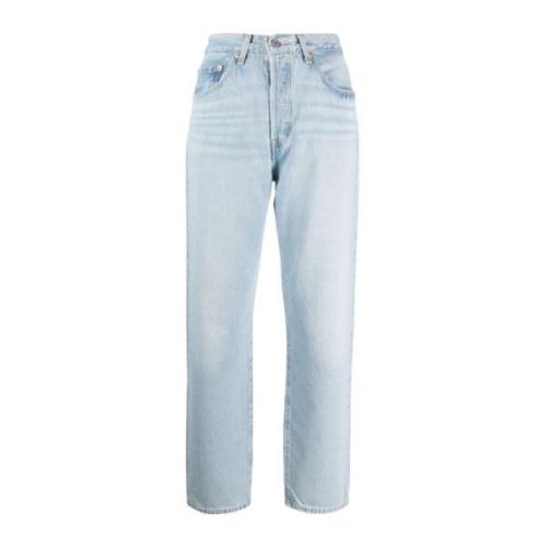 Blauwe High-Rise Straight-Leg Jeans Levi's , Blue , Dames