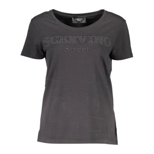 Korte Mouw Geborduurd Logo T-shirt Zwart Ermanno Scervino , Black , Da...