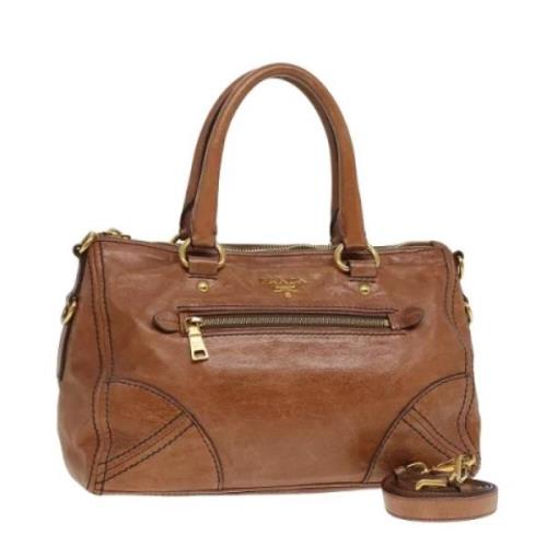 Pre-owned Leather handbags Prada Vintage , Brown , Dames