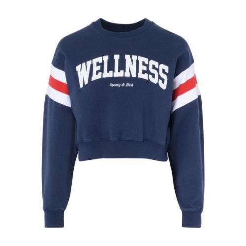 Blauwe Wellness Cropped Sweatshirt Sporty & Rich , Blue , Dames