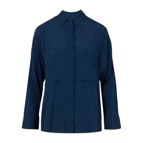 Blauwe Oriana Crepe de Chine Shirt Semicouture , Blue , Dames