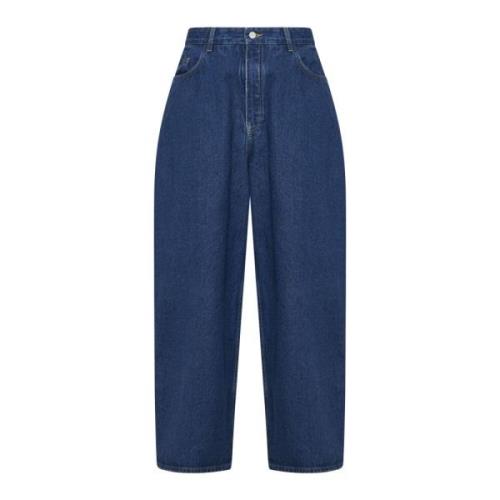 Indigo Blue Denim Wide Leg Jeans Studio Nicholson , Blue , Heren